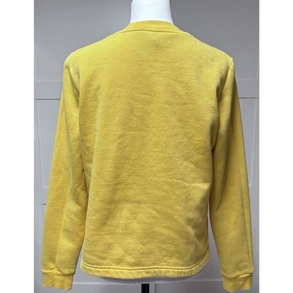Adidas Womens sz M Butter Yellow Crop Graphic Sweatshirt Logo‎ Top VTG inspired - Picture 2 of 7
